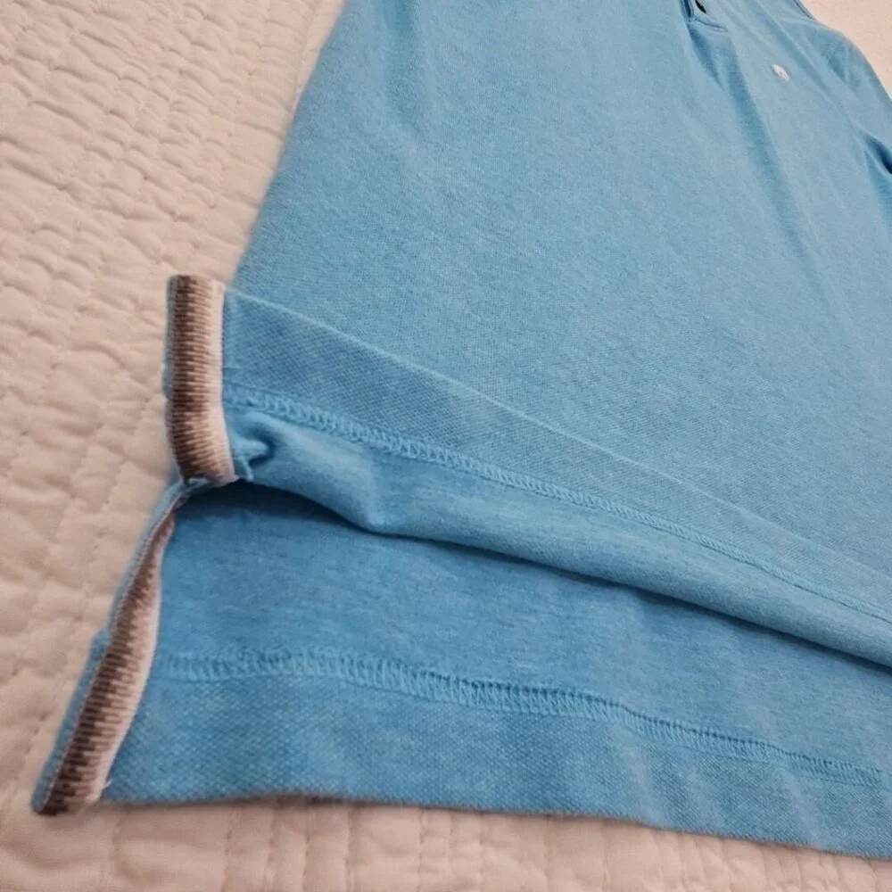 Banana Republic Men’s Size Large Short‎ Sleeve Polo Shirt Elephant Logo Sky Blue